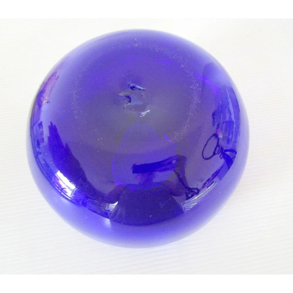 Vintage Cobalt Blue Vase Bowl MCM Hand Blown Art Glass Blenko?